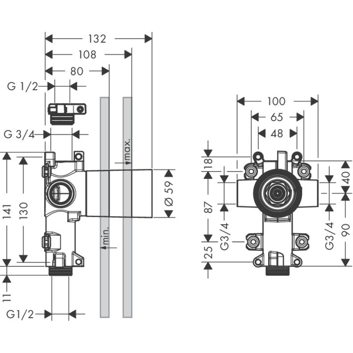 Zestaw podstawowy do zaworu odcinająco-przełączającego Trio/Quattro Axor Citterio E 12x12, chrom- sanitbuy.pl