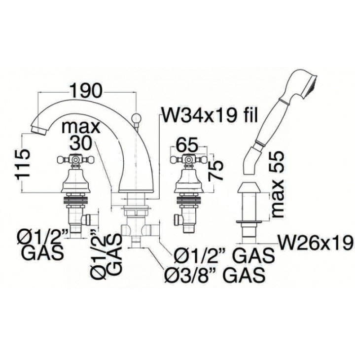 Bateria umywalkowa  Eurorama Anais wysoka, łamana, chrom- sanitbuy.pl