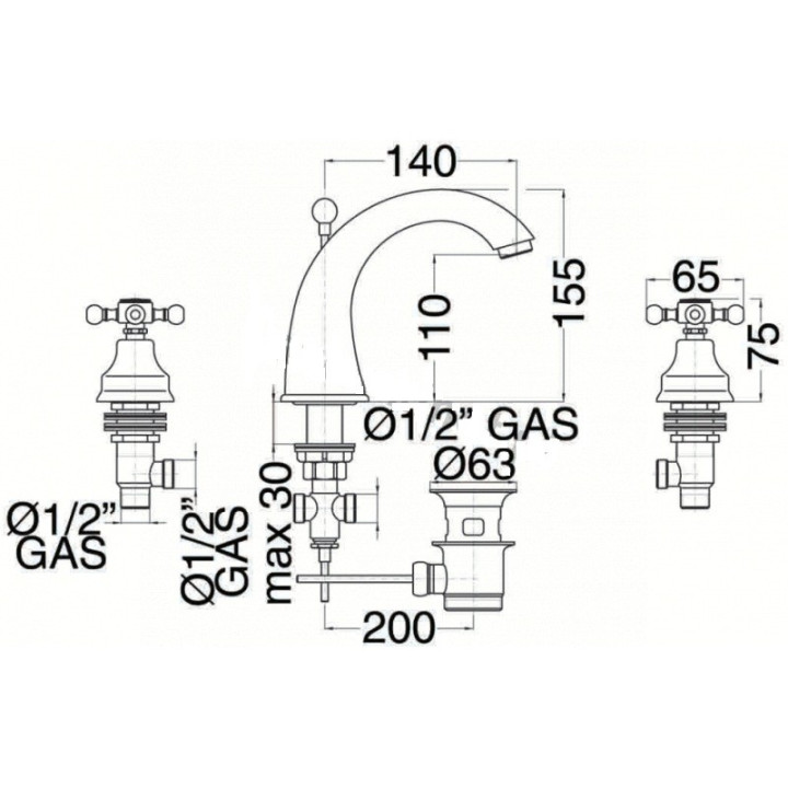 Bateria umywalkowa  Eurorama Anais wysoka, łamana, chrom- sanitbuy.pl