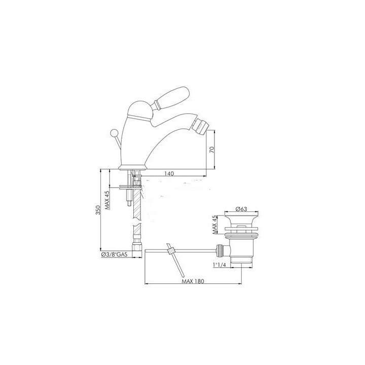 Bateria bidetowa Gaboli Luigi Imperial, chrom- sanitbuy.pl