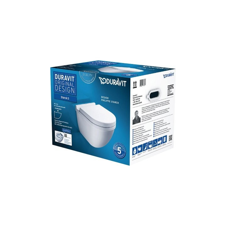 Miska Duravit Starck 3 Rimless wisząca + deska wolnoopadająca, 36x54 cm, biała- sanitbuy.pl