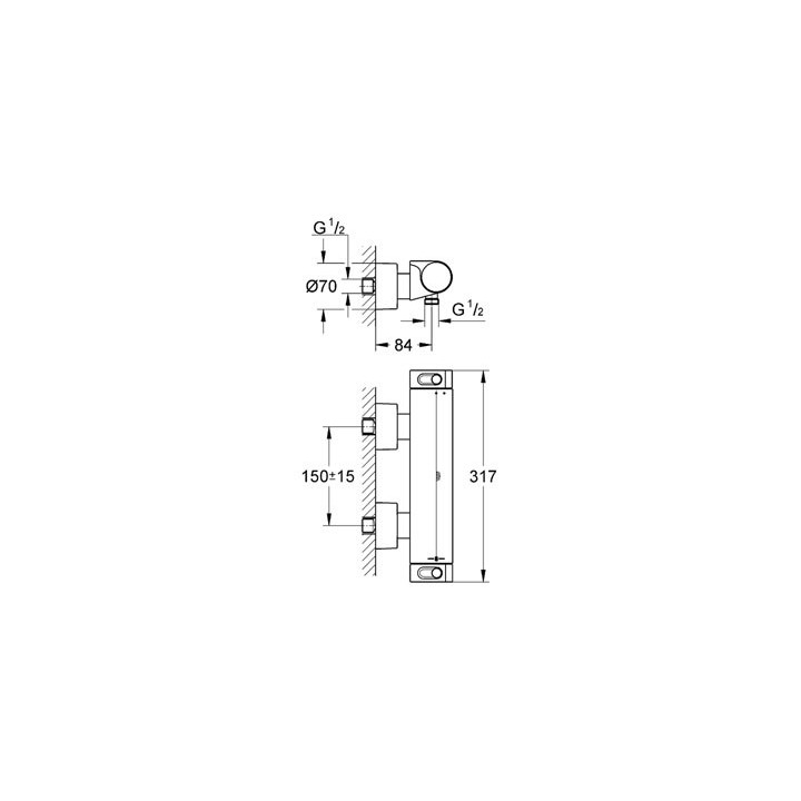 Bateria prysznicowa Grohe Grohtherm 2000 ścienna, szer. 317 mm, chrom, termostatyczna- sanitbuy.pl