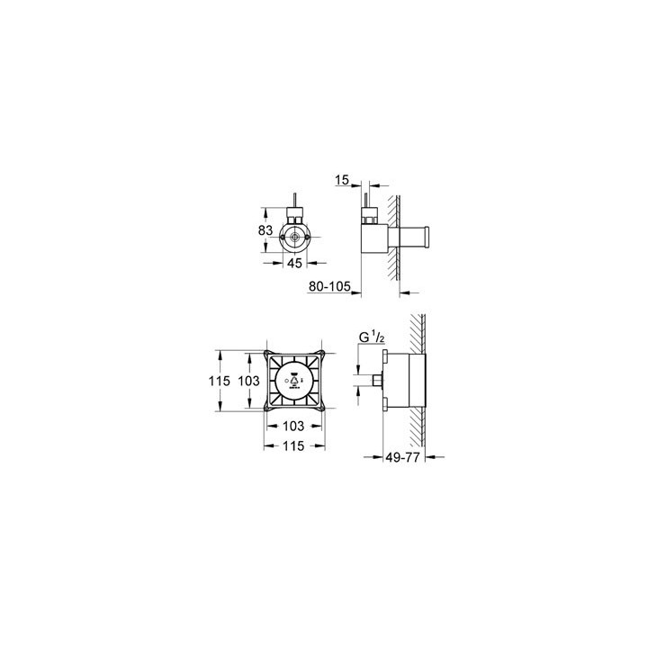 Zestaw do zabudowy podtynkowej GROHE F-Digital Deluxe bok 115 mm- sanitbuy.pl
