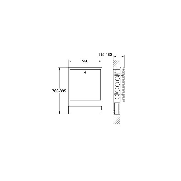 Obudowa do zabudowy podtynkowej GROHE  F-Digital Deluxe wym. 560 x 760 - 885 mm- sanitbuy.pl