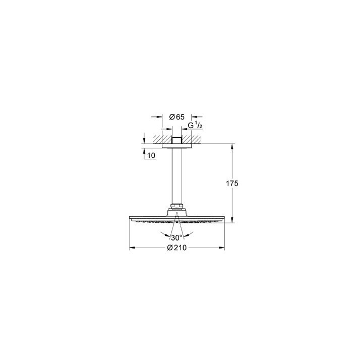 Deszczownica Grohe Veris 300x150, sufitowa,  długość ramienia 142 mm, szlachetna biel, bez ogranicznika przepływu wody- sanitbuy