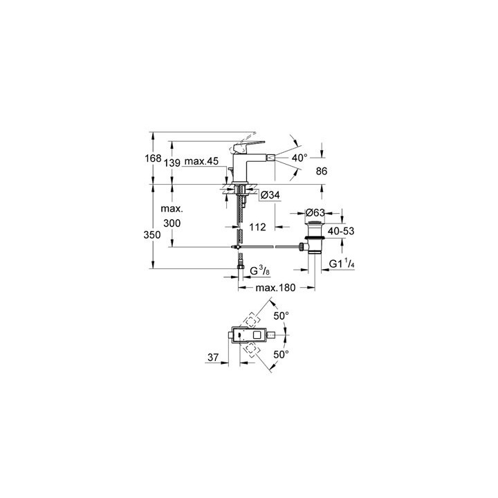 Bateria Grohe Eurocube bidetowa jednouchwytowa z cięgłem- sanitbuy.pl