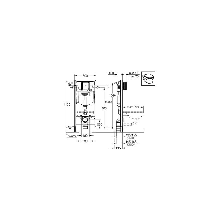 Ciśnieniowy automat spłukujący GROHE Rapid SL WC ścienne, uruchomienie ręczne/elektryczne- sanitbuy.pl