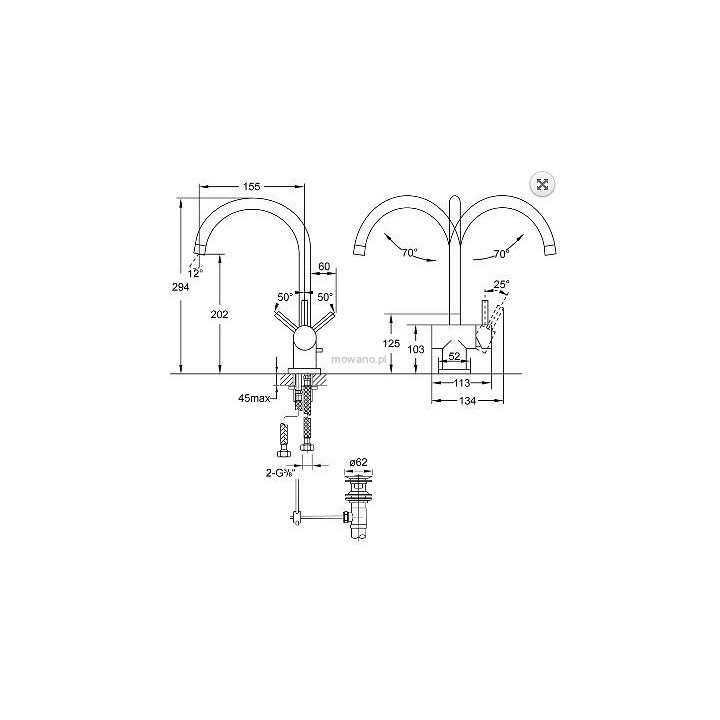 Bateria umywalkowa Steinberg Seria 100, stojąca z korkiem automatycznym- sanitbuy.pl