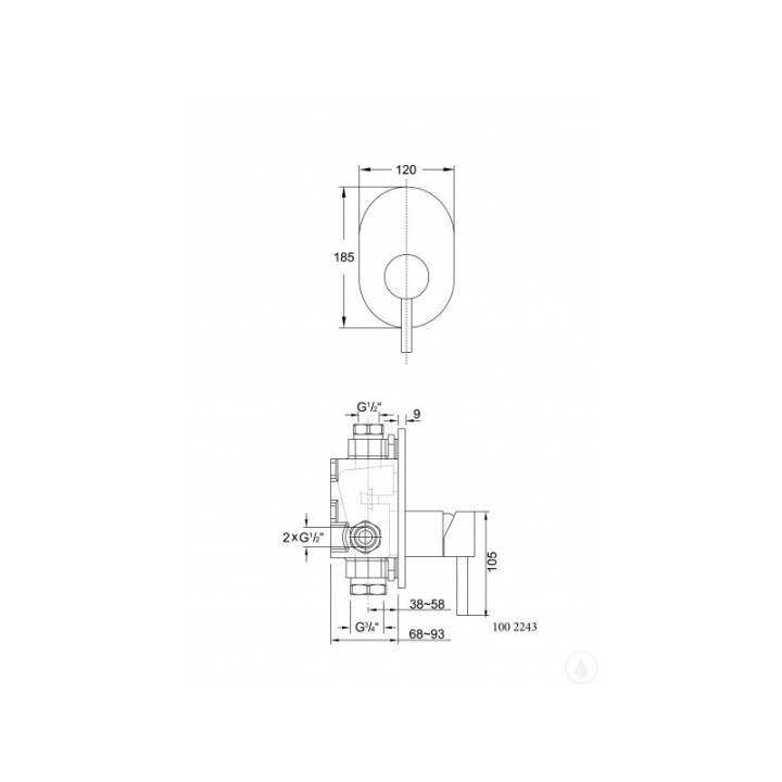 Bateria wannowa Steinberg Seria 100 podtynowa, element zewnętrzny, chrom- sanitbuy.pl