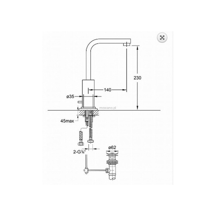 Bateria umywalkowa Steinberg Seria 120 z korkiem automatycznym, wys. 23 cm- sanitbuy.pl