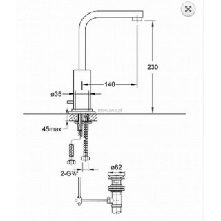 Bateria umywalkowa Steinberg Seria 120 z korkiem automatycznym, wys. 23 cm- sanitbuy.pl