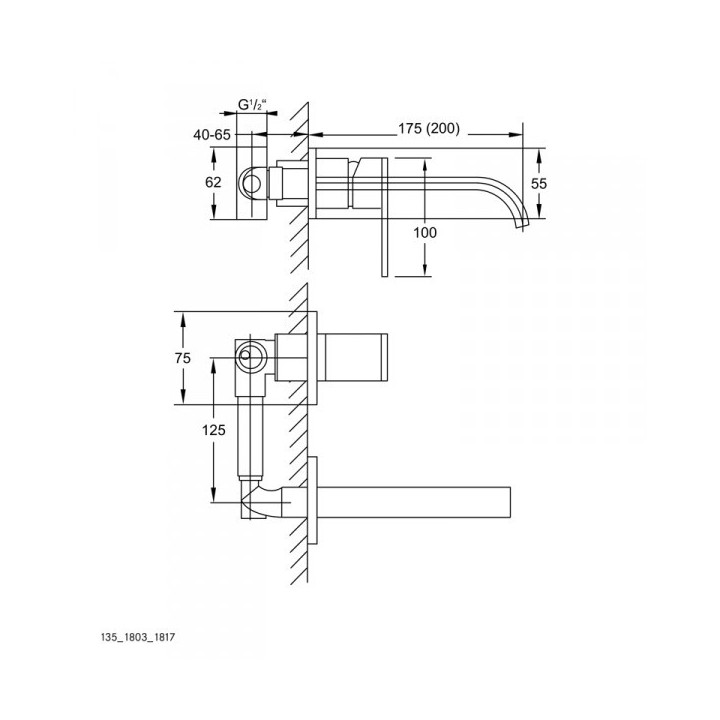 Bateria umywalkowa Steinberg Seria 135, wylewka dł. 20 cm , ścienna, podtynkowa, chrom- sanitbuy.pl