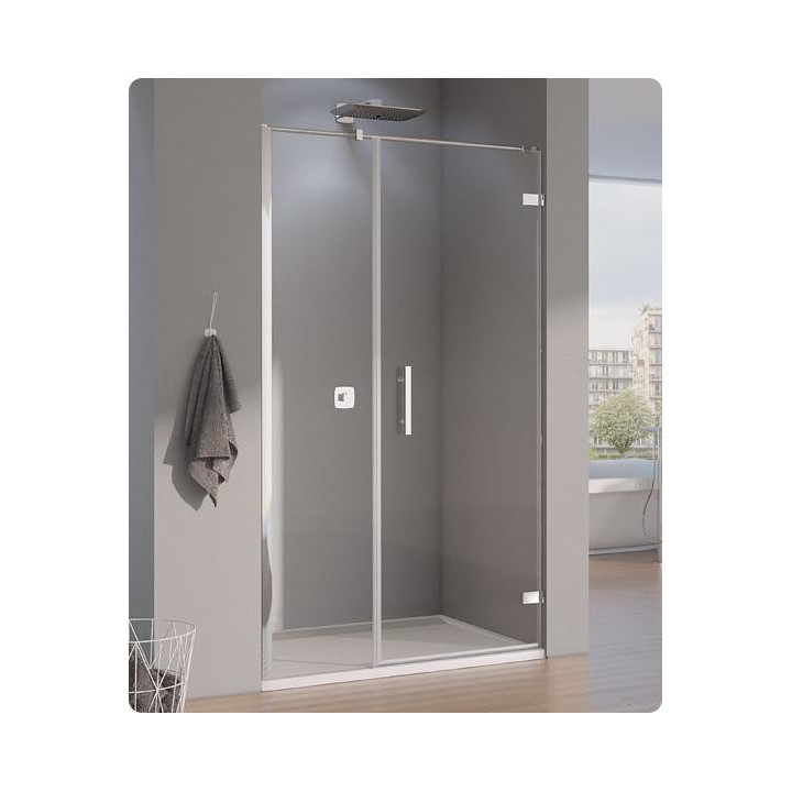 Drzwi jednoczęściowe ze ścianką SanSwiss PUR PU31P szer. 900, wys. 2000, chrom, przezroczysta, profil przyścienny- sanitbuy.pl