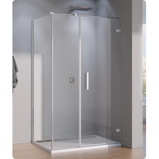 Drzwi jednoczęściowe ze ścianką SanSwiss PUR PU31P lewe, szer. do 1600, wys. do 2000, chrom, przezroczysta, profil przyścienny- 