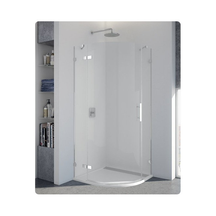 Kabina półokrągła jednoczęściowa SanSwiss PUR P3 lewa, promień 500 mm, wys. 2000 mm, szer. 750 - 1200 mm, chrom, przezroczyste -