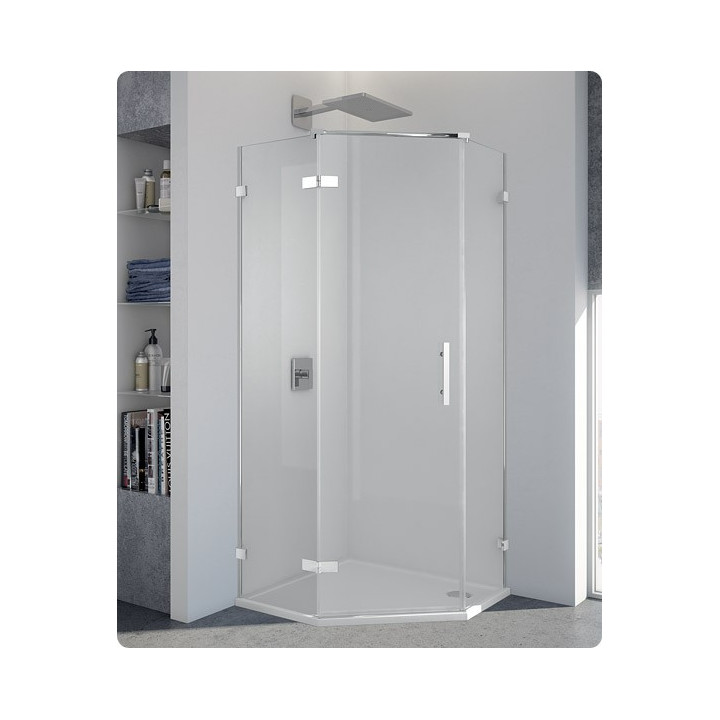 Drzwi jednoczęściowe do kabiny pięciokątnej SanSwiss PUR PUR51 lewe, szer. 450 - 1000, wys. 2000 mm, chrom, przezroczysta - sani