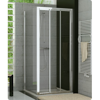 Drzwi przesuwno-składane, 2-częściowe SanSwiss TOP-LINE TOPK szer. 801 - 1000 mm, wys. do 1900 mm, srebrny mat, przezroczyste- s