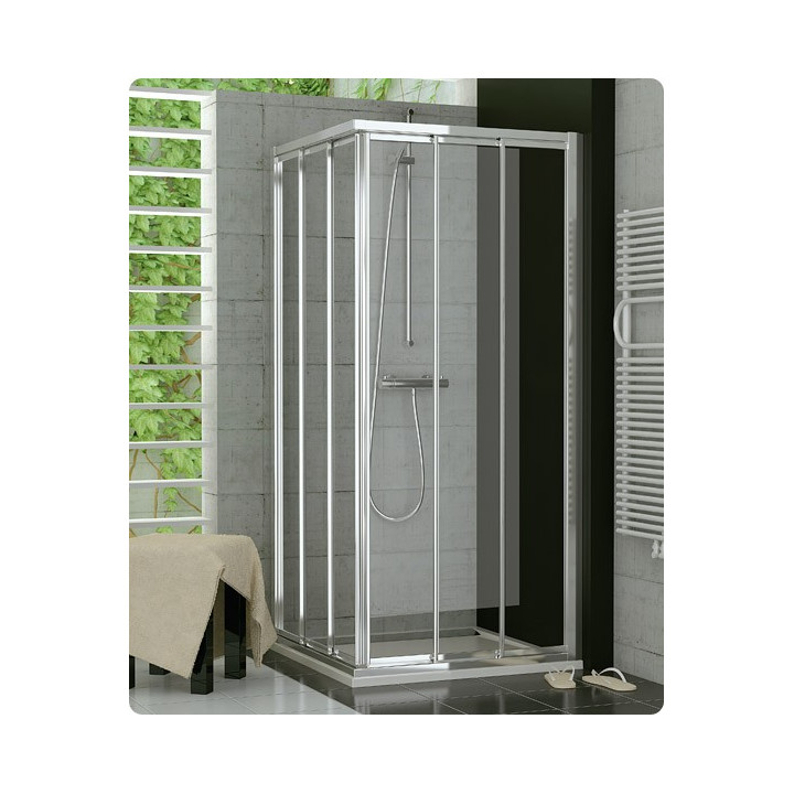 Kabina, drzwi rozsuwane 3-częściowe SanSwiss TOP-LINE TOE3 lewe, szer. 901 - 1200 mm, wys. do 1900 mm, srebrny mat, przezroczyst