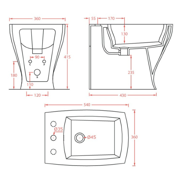 Bidet Artceram Jazz stojący 36x96 cm, biały- sanitbuy.pl