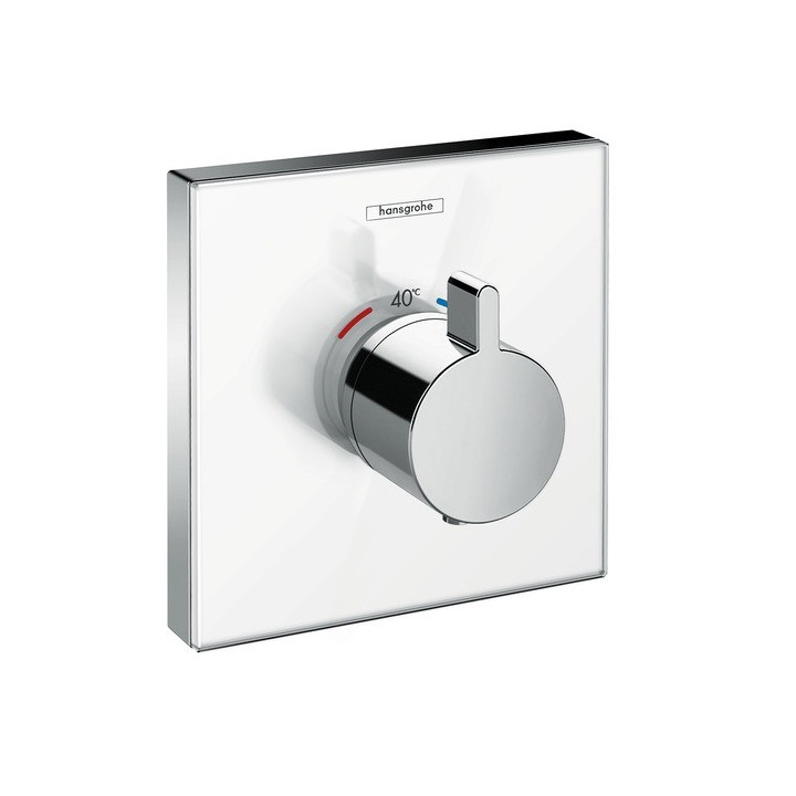 Bateria termostatyczna Hansgrohe ShowerSelect Glass podtynkowa, el. zewnętrzny, biały/chrom, 2 odbiorniki- sanitbuy.pl