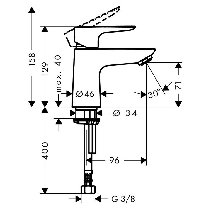 Bateria umywalkowa 1-uchwytowa Hansgrohe Talis E 80 wys. 158 mm, chrom, CoolStart, brak kompletu odpływego- sanitbuy.pl