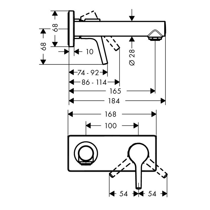 Bateria umywalkowa 1-uchwytowa Hansgrohe Talis S podtynkowa, dł. 165 mm, chrom, el. zewnętrzny- sanitbuy.pl