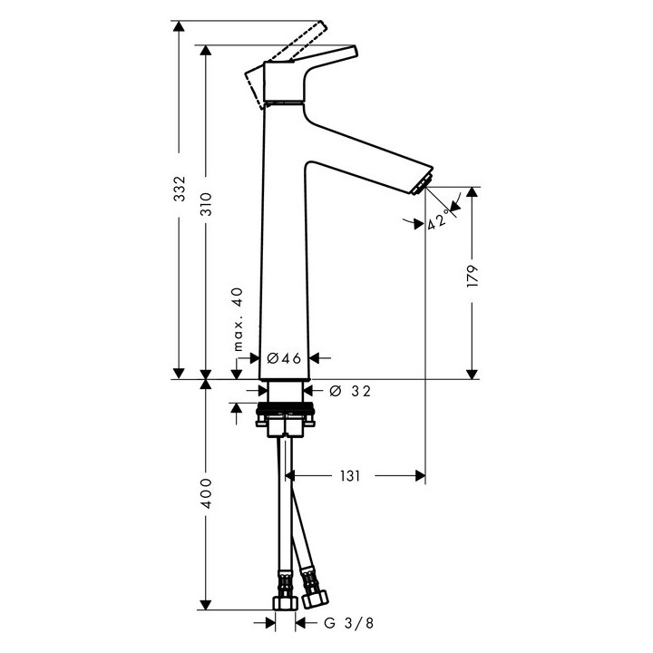 Bateria umywalkowa 1-uchwytowa Hansgrohe Talis S 190 wys. 332 mm, chrom, komplet odpływowy- sanitbuy.pl