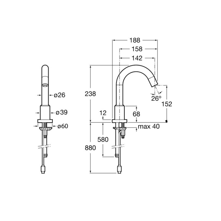 Bateria umywalkowa Roca Loft elektroniczna z mieszaczem, zasilanie 230V, wys. 24 cm- sanitbuy.pl