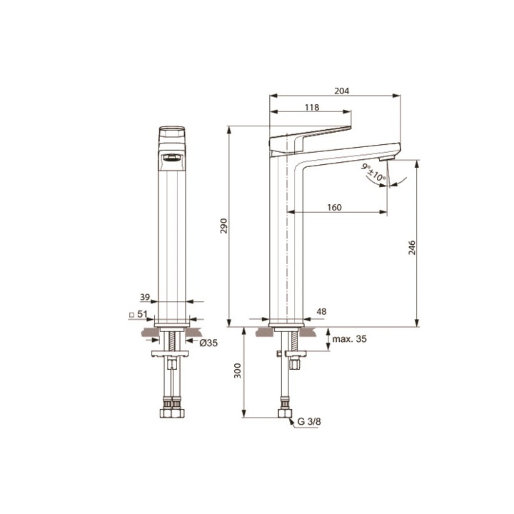 Bateria umywalkowa Ideal Standard Tonic II stojąca, wys. 290 mm, chrom, komplet odpływowy- sanitbuy.pl
