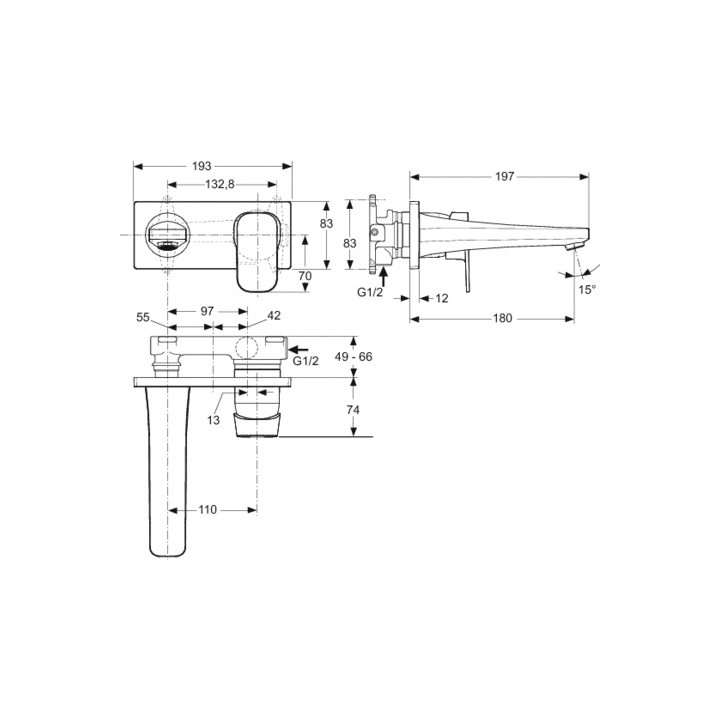 Bateria umywalkowa Ideal Standard Tonic II stojąca, wys. 137 mm, chrom, komplet odpływowy- sanitbuy.pl