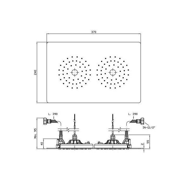 Deszczownica z oświetleniem centralnym Zucchetti Isyshower sufitowa, bok: 170 mm, chrom- sanitbuy.pl