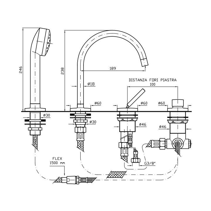 Bateria wannowa Zucchetti Isystick 4 otworowa- sanitbuy.pl