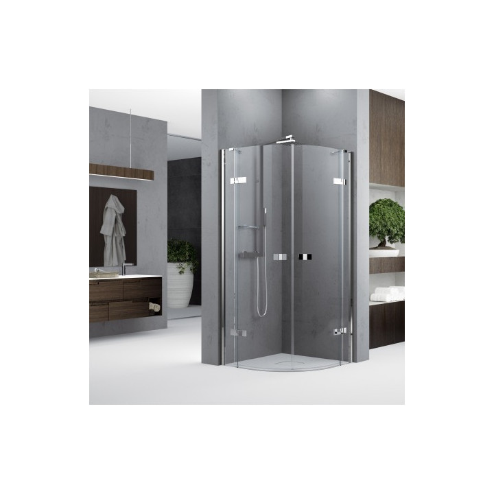 Kabina narożna Novellini Gala 80 kwadratowa, drzwi z elementem stałym i ścianka boczną, zakres regulacji 76-78,5 cm,  profil chr