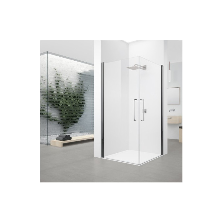 Kabina dwuskrzydłowa Novellini Youbg 2.0 2G narożna,  zakres regulacji 77-79 cm, profil chrom, szkło przeźroczyste- sanitbuy.pl
