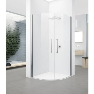 Kabina półokrągła dwuskrzydłowa Novellini Young 2.0 R2 LUX 90x90 cm, profil chrom, szkło przeźroczyste- sanitbuy.pl
