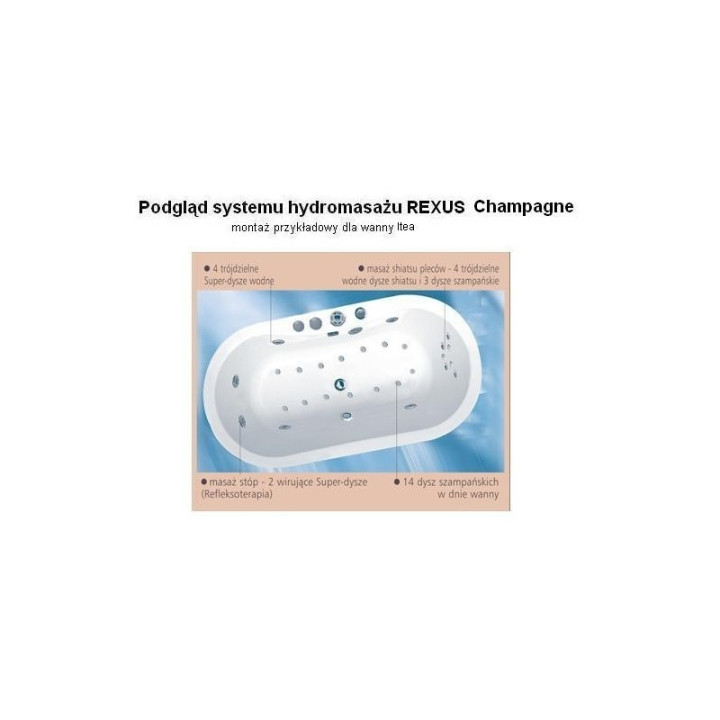 Wanna asymetryczna Ruben Ego narożna, 195 x 135 x 45 cm, biała, system hydromasażu Rexus- sanitbuy.pl