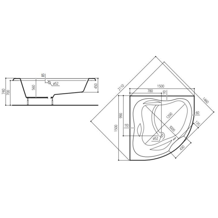 Wanna owalna Ruben Love 150 x 150 cm, biała, system hydromasażu Rexus- sanitbuy.pl