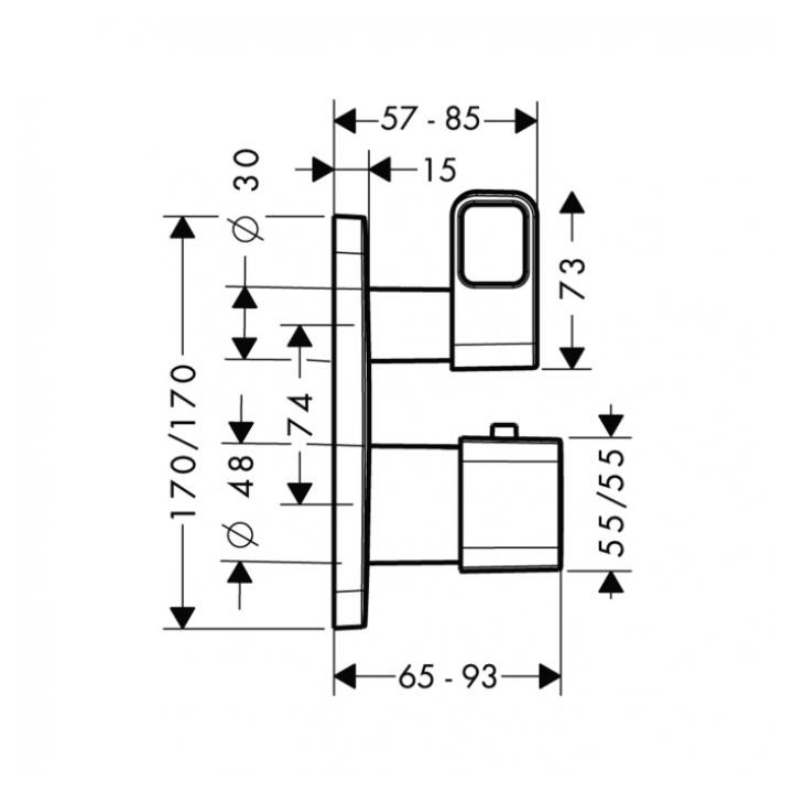 Bateria Axor Urquiola termostatyczna podtynkowa z zaworem odcinającym, element zewnętrzny- sanitbuy.pl