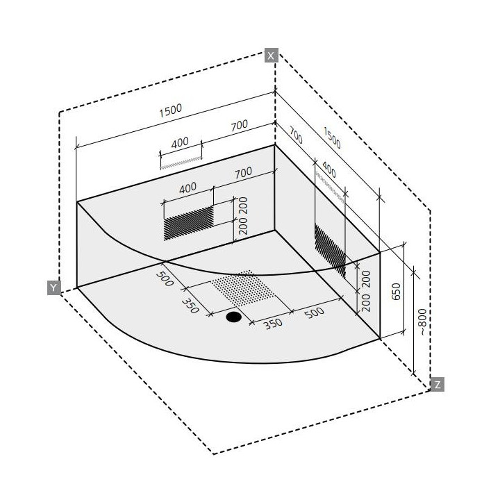 Wanna narożna Ruben Mona Lisa 150 x 150 x 48 cm, biała- sanitbuy.pl