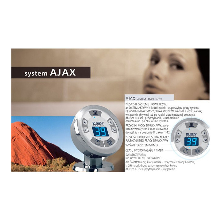 Wanna narożna Ruben Mona Lisa 150 x 150 x 48 cm, biała, system hydromasażu Kenzo- sanitbuy.pl