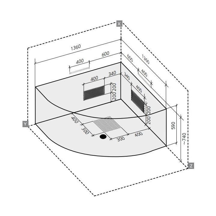 Wanna narożna Ruben Mona Lisa 136 x 136 x 42 cm, biała- sanitbuy.pl