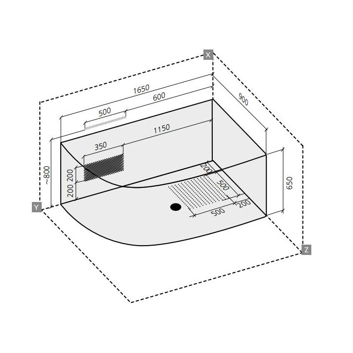 Wanna narożna Ruben Perla 165 x 90 x 48 cm, biała, lewa/prawa, system hydromasażu Ajax- sanitbuy.pl