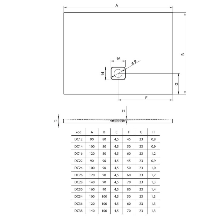 Brodzik Riho Basel, prostokątny, akrylowy, 120x90 cm, wysokość 4,5 cm biały- sanitbuy.pl