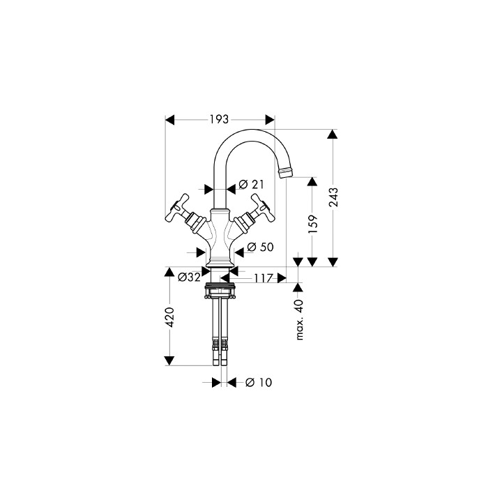 Bateria umywalkowa dwuuchwytowa do małych umywalek Axor Montreux- sanitbuy.pl