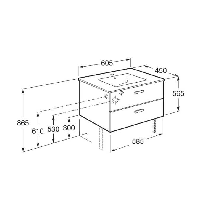 Zestaw szafka + umywalka Roca Victoria Basic Unik 60 cm biały, 2 drzwi- sanitbuy.pl