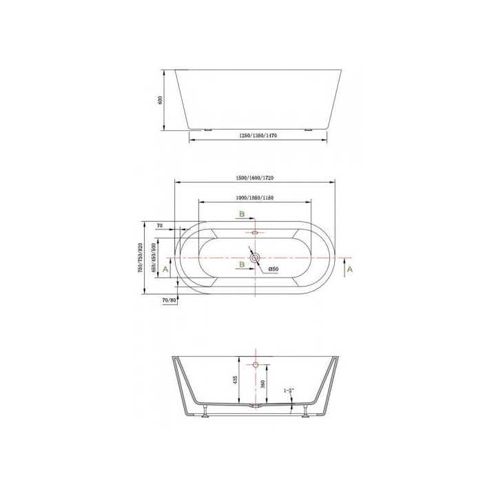 Wanna owalna Massi Thermo wolnostojąca 172 x 82 x 60 cm, biała- sanitbuy.pl