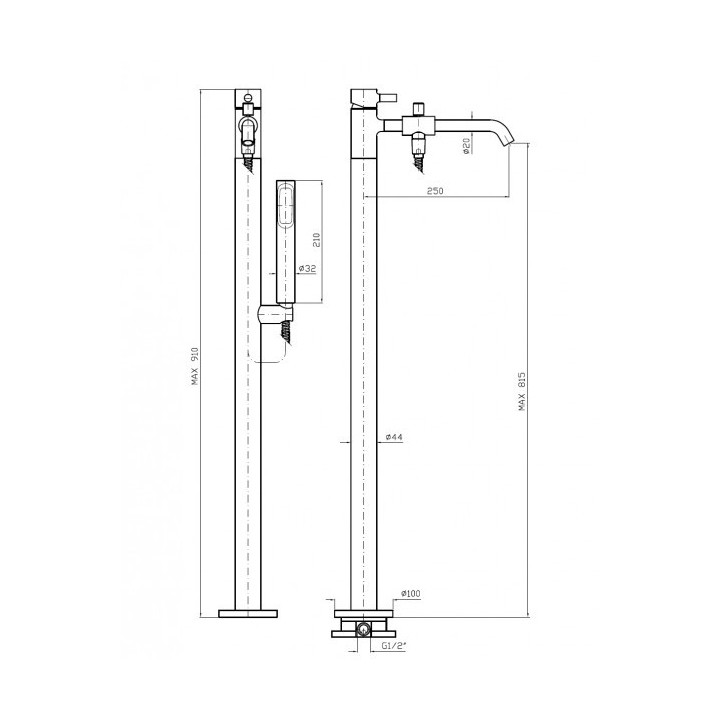 Zucchetti Pan Jednouchwytowa bateria wannowo- natryskowa wolnostojąca z przełącznikiem oraz słuchawką- sanitbuy.pl