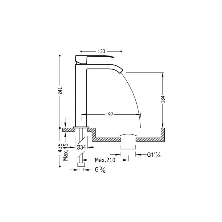 Bateria umywalkowa Tres Cuadro wysokość 24 cm, chrom- sanitbuy.pl