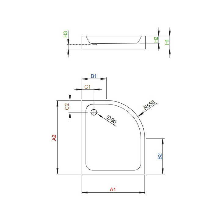 Brodzik akrylowy Radaway Siros E 80x90 cm asymetryczny, półokrągły- sanitbuy.pl