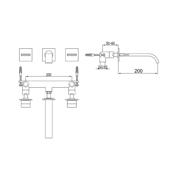 Bateria umywalkowa Kohlman Axis ścienna podtynkowa 3-otworowa- sanitbuy.pl